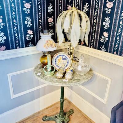 LAMPS, CASE IRON BASE TABLE