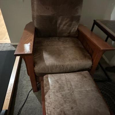 American mission style armchair with footstool
