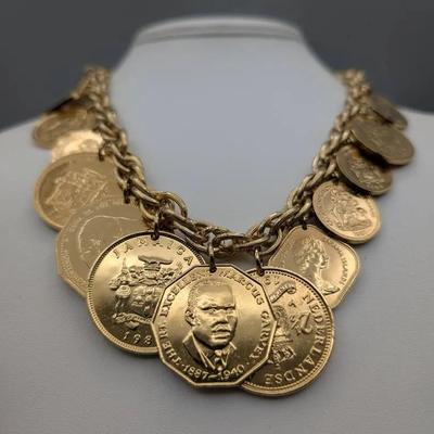 Franklin Mint Golden Caribbean Coin Necklace
