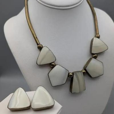 Chunky Mid Century Necklace and Earrings