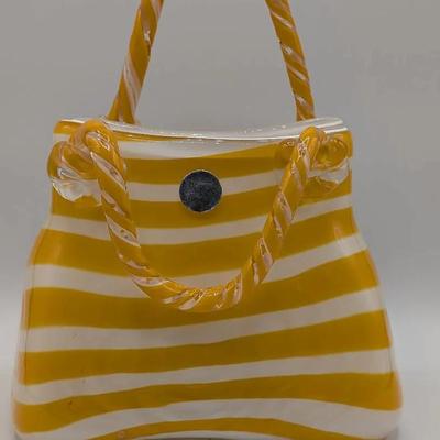 Block Crystal Art Glass Purse Vase #2