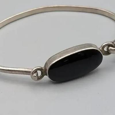 Taxco Sterling and Onyx Bracelet