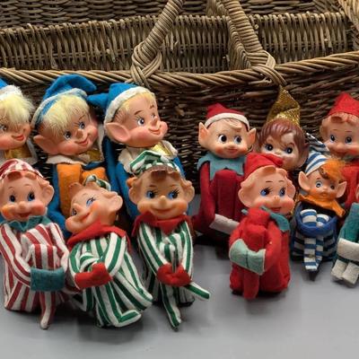 Japanese Knee-Hugger Elves in a Basket 