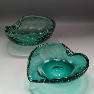 Controlled Bubble Art Glass Bowls