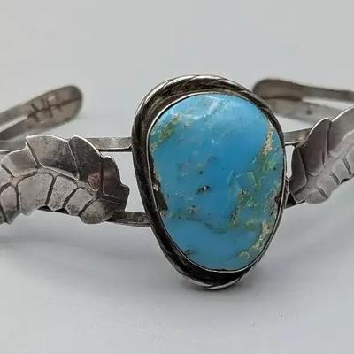 Signed Running Bear Turquoise Bracelet