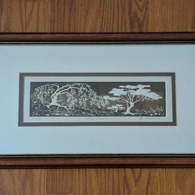 Signed Al Kaufman Intaglio Etching "Tree Scene"