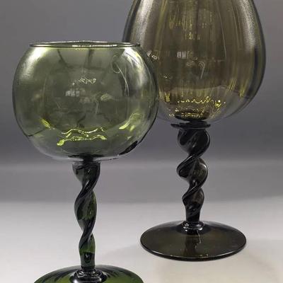 Empoli Twisted Stem Art Glass Goblets