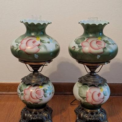 Pair of Gone With the Wind Hurricane Lamps