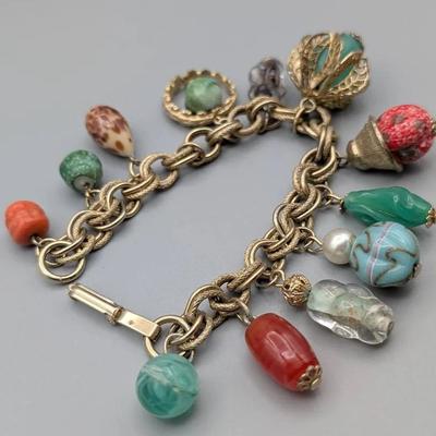 1960's Venetian Glass Charm Bracelet