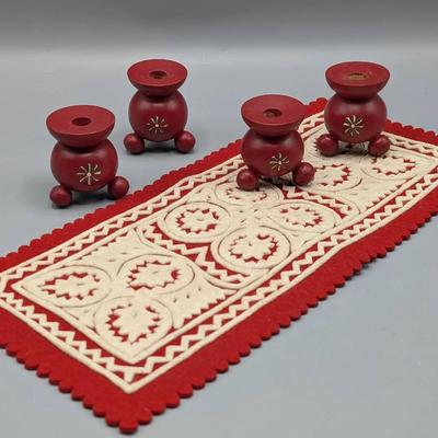 Swedish Candle Holders and Runner