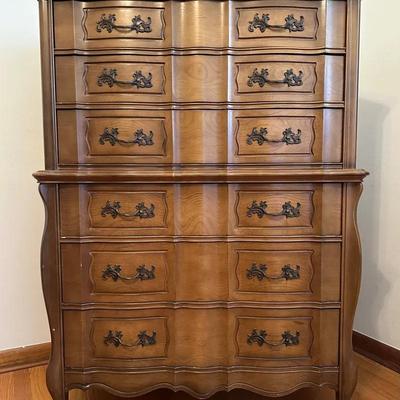 Mid Century French Provincial Highboy Dresser