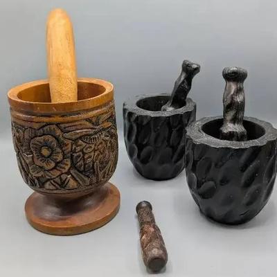 Wood Mortar and Pestle Sets