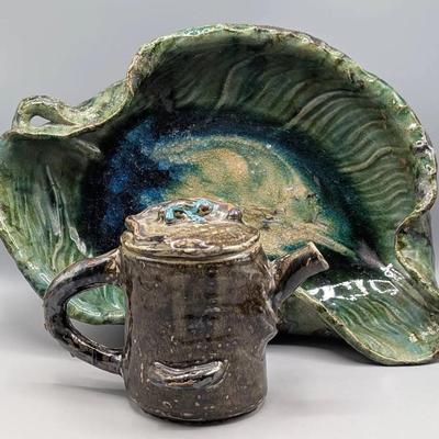 Art Pottery Bowl and Teapot