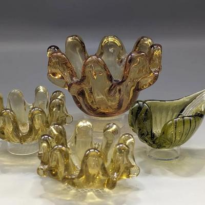 Amber and Avocado Art Glass