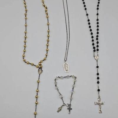 Sterling Rosaries, Necklace and Bracelet