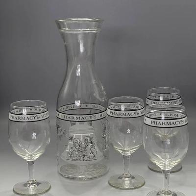 Libbey "Pharmacy's Historic Role" Wine Carafe Set
