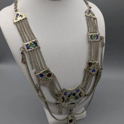 Egyptian Revival Enameled Necklace