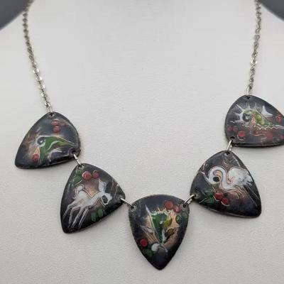 Artisan Enameled Copper Necklace 