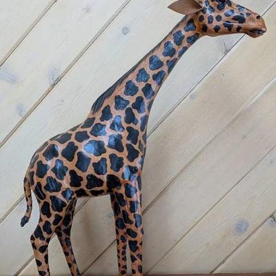 Hand Painted Leather Giraffe Sculpture