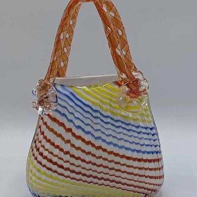 Block Crystal Art Glass Purse Vase #1