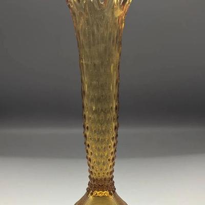 Fenton Amber Hobnail Swung Glass Vase