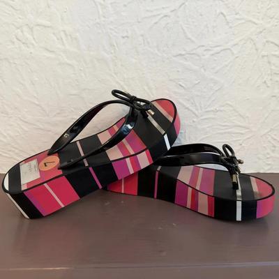 Kate Spade Striped Wedged Sandals Size 7