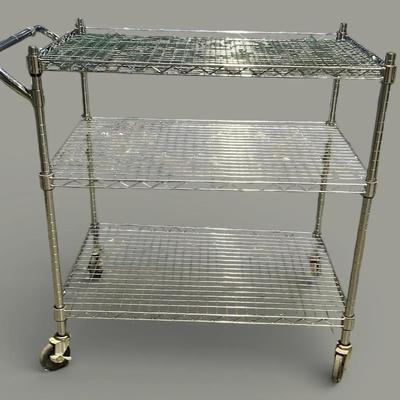 3 Feet Tall Metal Shelf On Wheels With Handle