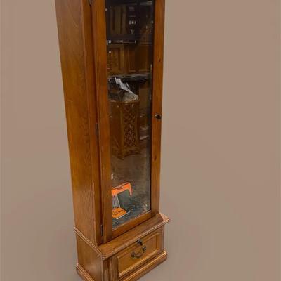 Wooden Gun Cabinet With Keys & Gun Cleaning Kit