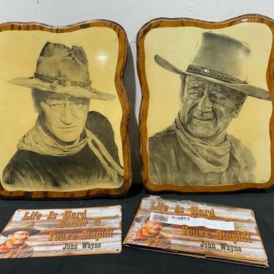 Collection Of John Wayne Tin Signs & Wood Wall Plaques By Artist Gary Giuffre 