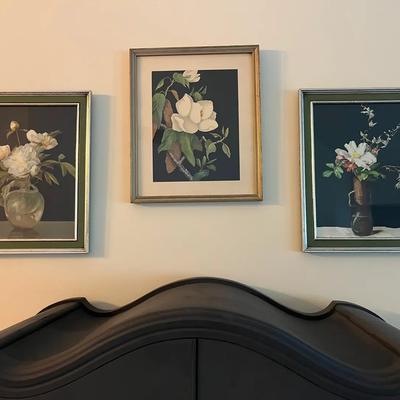 White Magnolia Botanical Framed Print Collage Trio 
