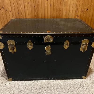 Vintage Trunk Featuring a "Genuine National Vulcanized Trunk Fibre" Label