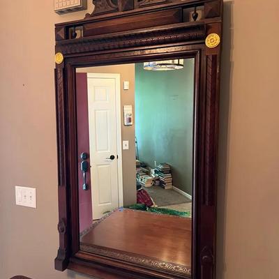Antique French Henri II Style Carved Walnut Overmantel Mirror