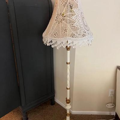 Vintage Lamp W/ Hand Crafted Doily Shade 