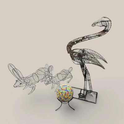 Contemporary Garden Wire Animal Sculptures 