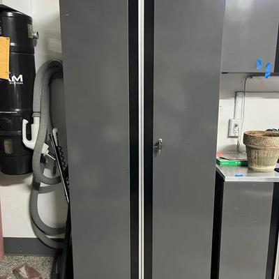 Husky Regular Duty Steel Freestanding Garage Storage Cabinet in Black & Gray Narrow