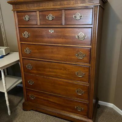 Ethan Allen Early American Solid Cherry Wood Highboy Dresser