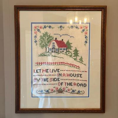 30s Cottage Core Framed Cross-Stitch  