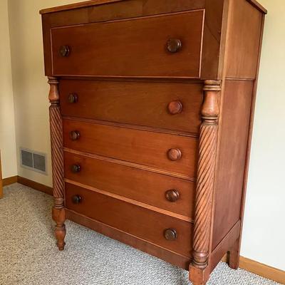 Vintage Five-Drawer Chest w/ Spiral Turned Columns
