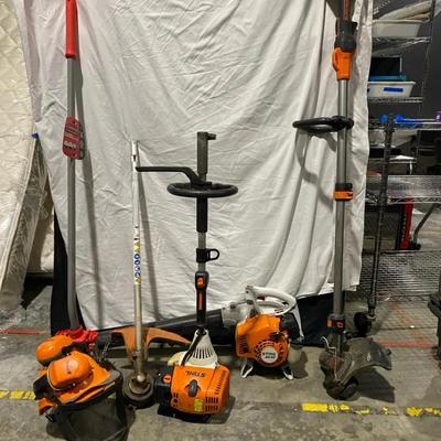 Sthil Leaf Blower, String Trimmers, Hand Cultivator, & Hard Hat With Attached Adjustable Earmuffs