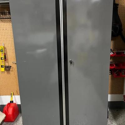 Husky Regular Duty Steel Freestanding Garage Storage Cabinet in Black & Gray