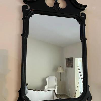 Black Framed Mirror W/ Antiqued Finish 