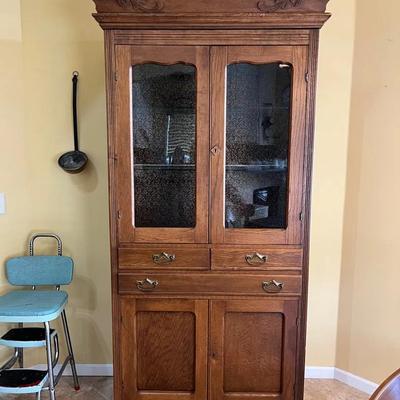Antique Oak Kitchen Cupboard Cabinet