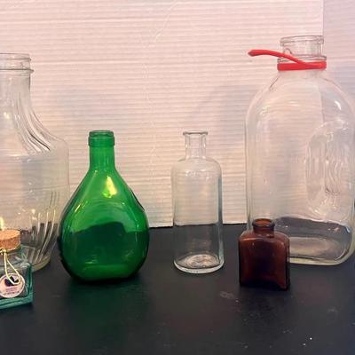 Thatcher Half Gallon Glass Bottle, Speas Co. U-say-it Glass Pitcher