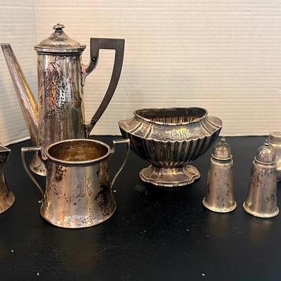 Sterling Silver Coffee Pot Sugar Creamer S/P Shakers (2 Sets) 
