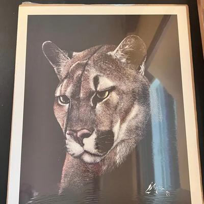 Art Print Mountain Lion Puma Cat Animal Signed Lisa S. Martel 315/500