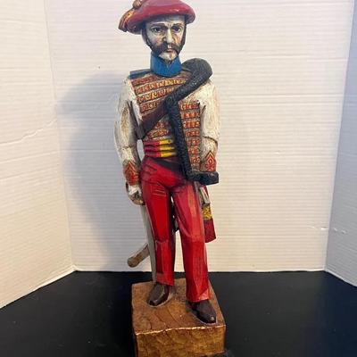 Spainard Soldier Carved Wood Statue Figure Sword 