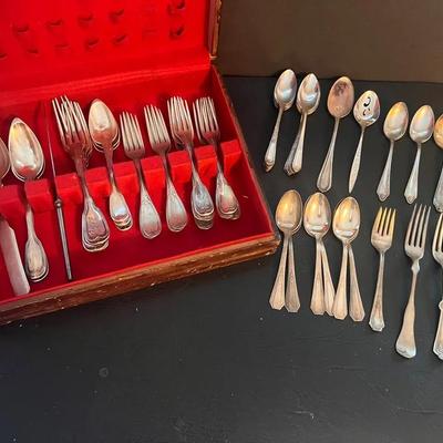 Mixed Variety Silverware Silverplate Felt Box Rogers