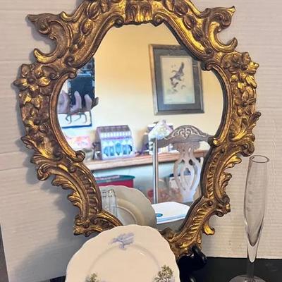 Homco Wall Hanging Ornate Mirror, Royal Vale Bone China England 