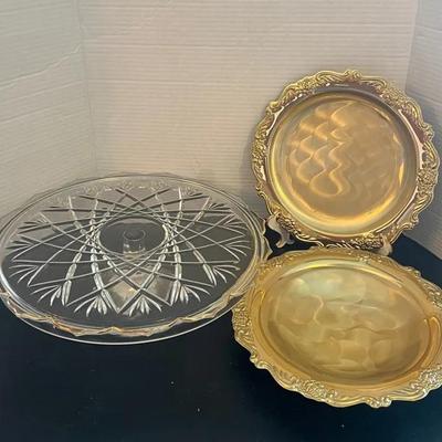 Mikasa Crystal Footed Cake Plate, Cellini Romanesque Bowl Tray 1960 Japan 