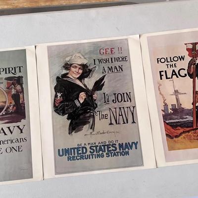 Navy Posters Recruiting Valiant Spirit Follow the Flag Wish I Were A Man #1